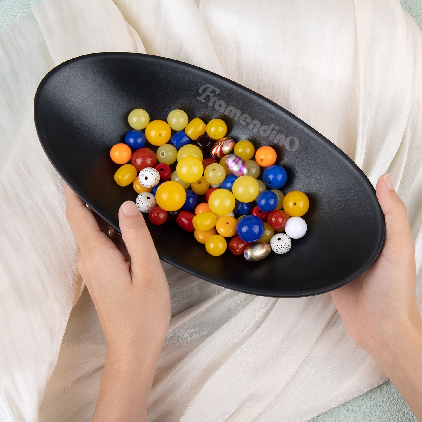Framendino, A5 Melamine Jewelry Dish Trinket Tray Black Accessory Organizer Bowl