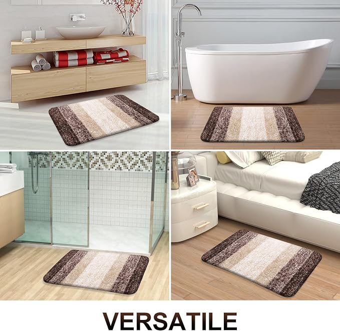 OLANLY Bathroom Runner Rugs Mat 59x20, Extra Soft Absorbent Microfiber Bath Rugs, Rubber Backing, Quick Dry, Washable Long Bath Mats for Bathroom Floor, Tub and Shower, Home Decor Accessories, Brown