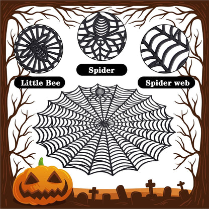 8 Pcs Halloween Spider Web Placemats- 15" Heat Insulation Halloween Placemats Spider Web Table Mats- Hollow Out Spiderweb Coasters Placemat for Dining Table Halloweens Decoration (Black)