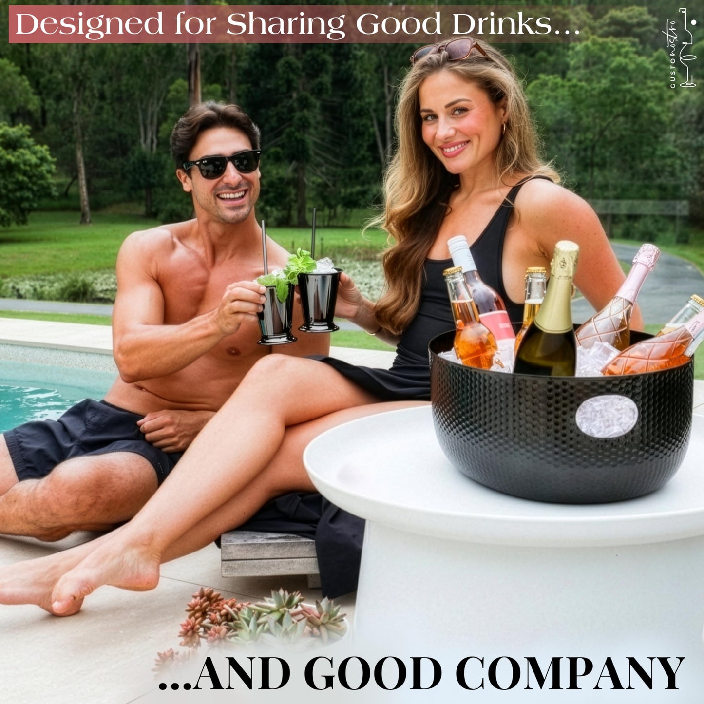 Gusto Nostro Large Beverage Tub for Parties - Metal Tub for Wine Bottles,Champagne,Beers - High Capacity Ice Bucket for Drinks - Extra Large Ice Buckets for Parties (22 qt) Outdoor Party Drink Bucket