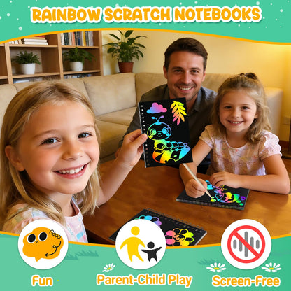 ZMLM 24 Pack Rainbow Scratch Art Party Favors for Kids 4-8 - Mess-Free Birthday Goodie Bags Stuffers, Classroom Prizes Grades 1–3 Creative Paper Notebooks for Pre-K Kindergarten Gifts