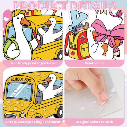 Gersoniel 70 Pcs Silly Goose It's Back to School Bulletin Board Set Goose Bow Book Pencil Banner DIY Paper Cutout for First Day of School Birthday Party Classroom Chalkboard Wall Decorations