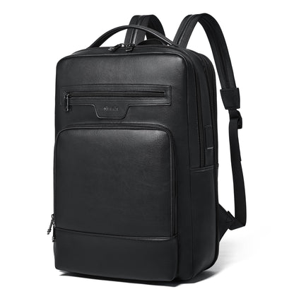 Shrrie Leather Laptop Backpack for Women and Men,28 L Travel Backpack Computer Bag Fits 16 inch Laptop,Expandable Casual Daypack with USB Charging Port for Work Business Weekender College,Black