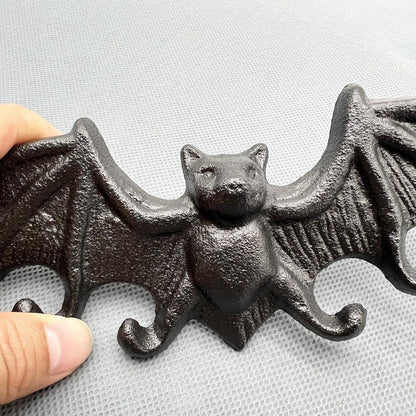 Hallocool Gothic Bat Wall Hooks Rustic Black Cast Iron Bat Key Hooks with Wings Decorative Bat Hooks for Hanging Keys, Dog Leash, Key Bag, Bracelet, Umbrella, Towel