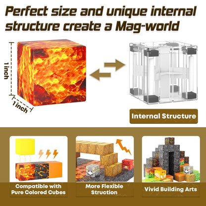 Dinosaur Toys Magnetic Blocks-Build Mine Magnet World Volcano Edition Kids Toy for 3+ Year Old Boys and Girls Building Blocks Toddler Toys Games Through Jurassic Learning Sensory Toy Gifts