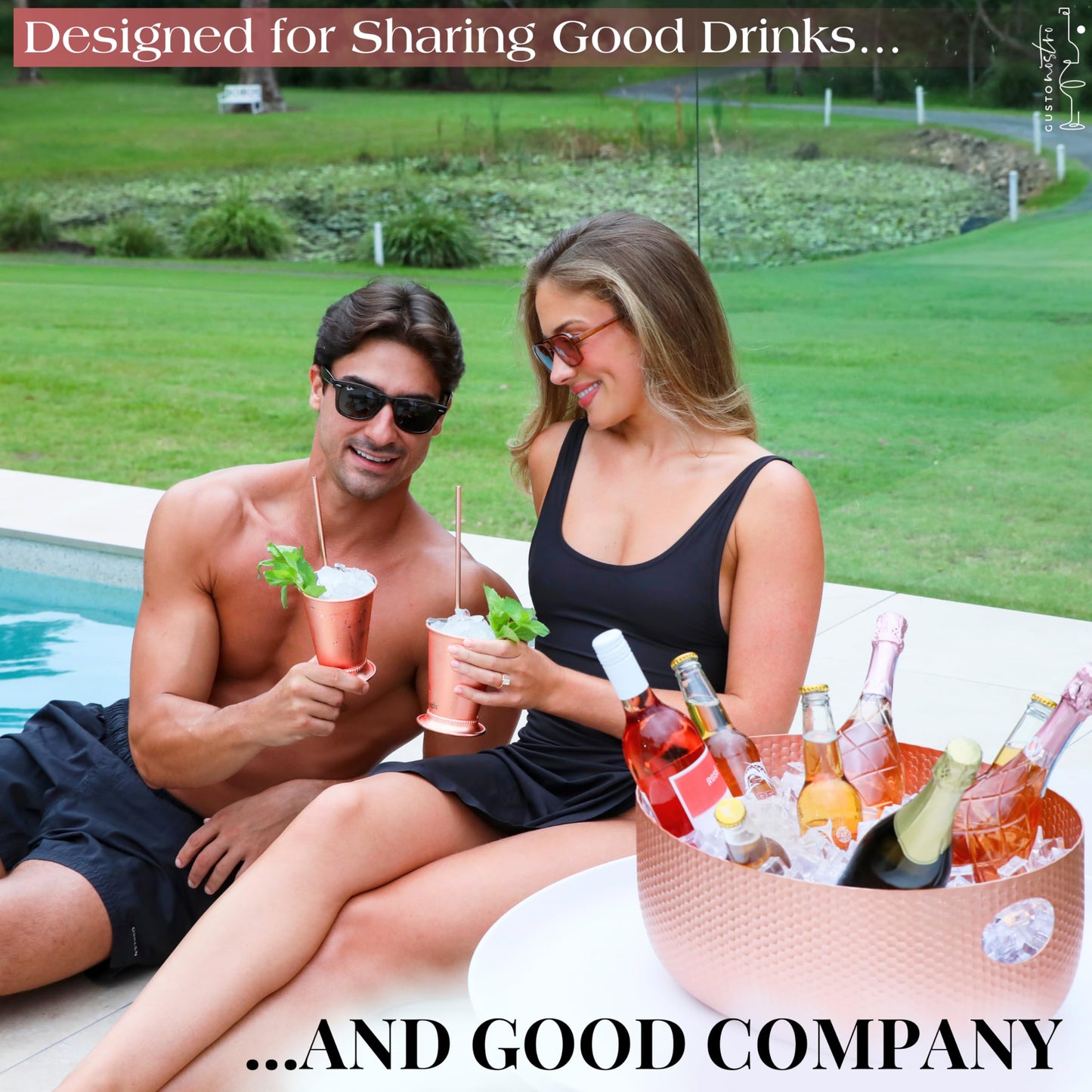 Gusto Nostro Large Beverage Tub for Parties - Metal Tub for Wine Bottles,Champagne,Beers - High Capacity Ice Bucket for Drinks - Extra Large Ice Buckets for Parties (22 qt) Outdoor Party Drink Bucket