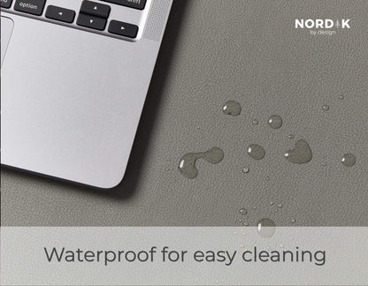 Nordik Leather Desk Mat Cable Organizer - Alaskan Gray 35 X 17 inch - Premium Extended Mouse Mat for Home Office Accessories - Non-Slip Vegan Leather Desk Pad Protector & Desk Blotter Pad