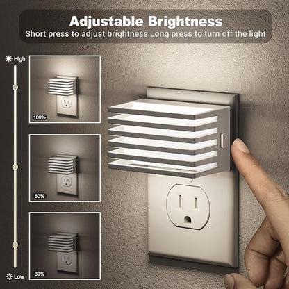 JandCase LED Night Light, [2 Pack] Night Lights Plug into Wall with Dusk to Dawn Sensor, Dimmable Plug in Night Light, Adjustable Brightness, 5000K Daylight White Nightlight for Bathroom Hallway