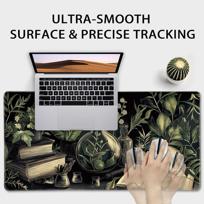 Mcapirivo Gothic Dark Botanical Large Gaming Mouse Pad 31.5"x15.7"｜XXL Desk Mat, Non-Slip Rubber Base & Stitched Edges - Extended Waterproof Mousepad for PC/Laptop/Office/Home Decor
