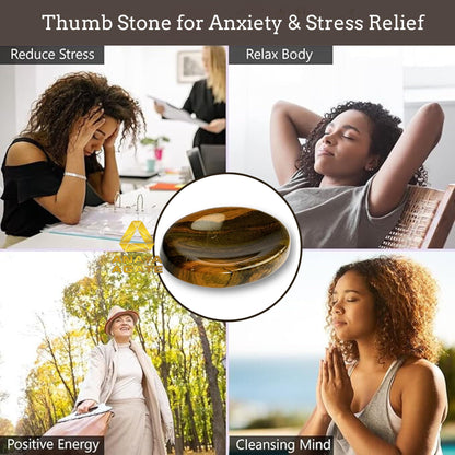 Anaya Agate Ocean Jasper Worry Stones Certified Crystal Thumb Worry Stone for Anguish, Relaxing and Soothing Balance Stones for Meditation, Stress Relief Crystals and Healing Stones for Men, Women