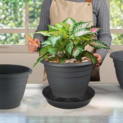 Feyvdzv 4 Pack Plant Saucer 8 inch, 10 12 14 17 inch, Plant Stand Plastic Plant Saucers for Indoors Outdoor, Heavy Duty Flower Planter Drip Trays for Pots, Pot Saucers for Plants, Grow Bags Saucers