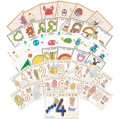 Ireer 36 Pcs Number Playclay Dough Mats for Kids Activity Card for Clay Back to School Preschool Number Alphabet Animal Shape Learning Activity Games for Classroom Home Educational Supplies