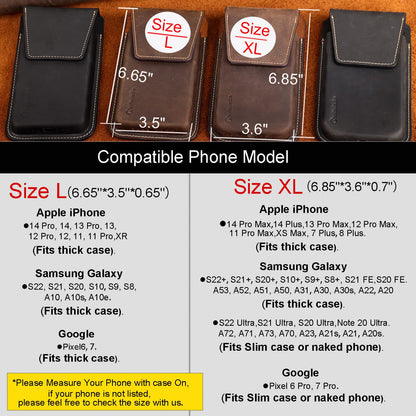 Gentlestache Leather Phone Holster for iPhone 17 16 15 14 Pro Max & Plus - Belt Clip Cell Phone Case for S25 S24 Ultra & Plus - Magnetic Closure Leather Belt Holder Pouch, XL, Darkbrown