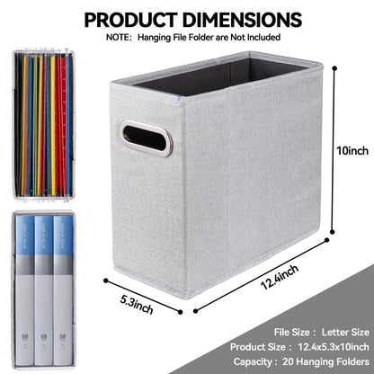 ComfortKeeper 4 Packs Letter Size File Organizer, File Folders Organizer, Fabric Storage Box, Collapsible Paper Organizer with Metal Handle, Smooth PVC Rails, Only Box (Light Gray)