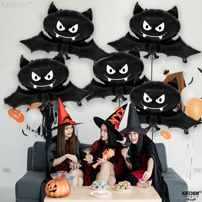 KatchOn, Black Bat Balloons - 35 Inch, Pack of 8 | Summerween Bat Balloon for Summerween Party Decorations | Halloween Bat Foil Balloon For Spooky Summer Decorations | Summer Bat Halloween Decor