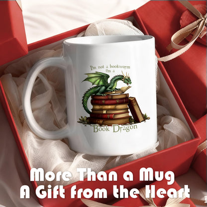 WDSFHYJK Funny Dragon Book Lover Coffee Mug,Gifts for Avid Readers Women,I Am Not A Bookworm, I Am A Book Dragon Coffee Cups Ceramic 11oz,Coffee Mug Gifts for Family Office College