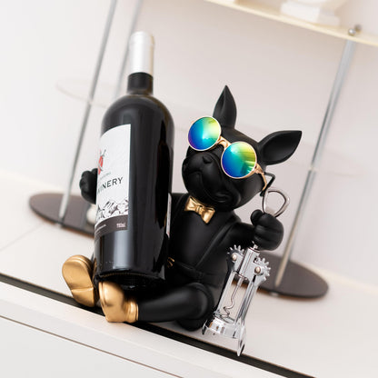 Juju Bulldog Wine Bottle Holder - Wine Holder Countertop - Unique Home Decor Bottle Organizer - Bulldog Decor