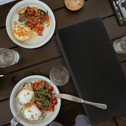 DUPDMKIN 6 Pack Menu Covers 4.25" x 11", 6 View PU Leather Menu Holders for Restaurant, Bar, Coffee Shops, Wine Lists & Drink Specials