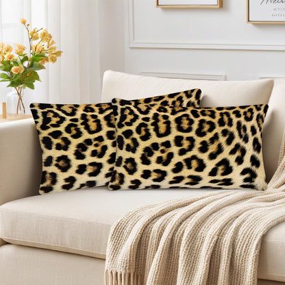 Kerton Stork Cheetah Throw Pillow Covers 12X20 Set of 2, Leopard Lumbar Decorative Throw Pillows for Couch Bed- Long Soft Washable Animal Print Throw Pillow Cases for Sofa Bedroom Dorm, Black Yellow