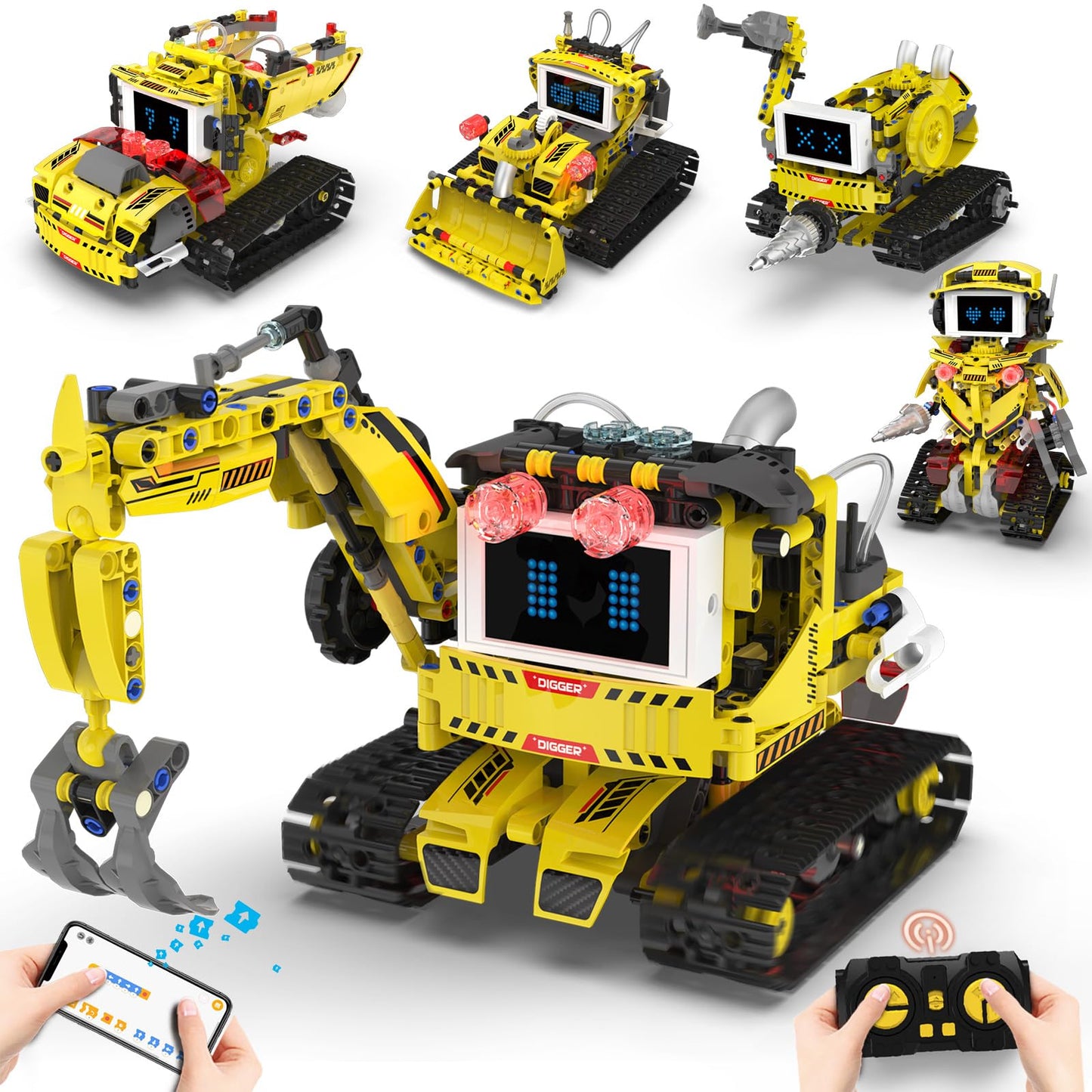 Suplanet 5 in 1 STEM Robot Building Kit, Programmable RC Truck Set, APP & Remote Control with LED Display, Engineering Technic Educational Construction Toy Gift for Kids Ages 8-14 Boys (660 PCS)