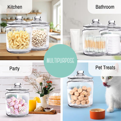 OUTSHINE 1 Gallon Cookie Jar for Kitchen Countertop| Airtight Glass Storage Jars for Candy, Coffee, Dog Treats| Large Glass Apothecary Jars with Lids| Large Food Storage Container for Kitchen, Pantry