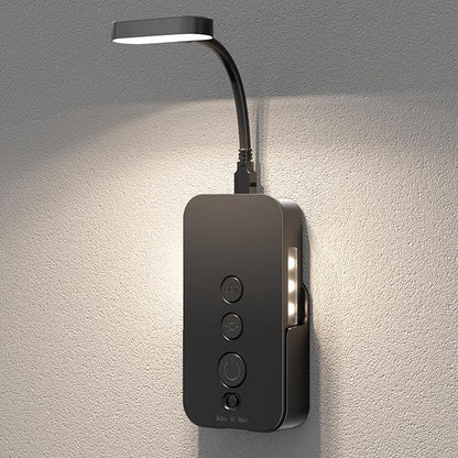 Ellasay Wall Mounted Reading Light: Dimmable LED Book Lights with Timer & Memory - Adjustable Gooseneck USB Powered - Easy Install for Kids Bedroom/Dorm Room/RV 1 Pack (Black)
