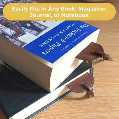 Leather Bookmark Handmade with Sugar Skull Heart Design - 2 Genuine Leather Book Marks for Reading - Unique Bookmarks for Men Women Girls | Gothic Book Lover Gifts for Bookworms Relatives and Friends