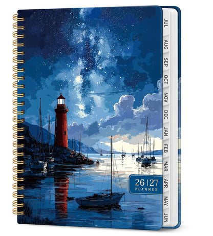 Planner 2026–2027, Weekly & Monthly Academic Organizer for School Year, Jul 2026–Jun 2027, Hardcover Planner with Tabs, Back to School Essential, 6.3" x 8.5", Harbor Starlight