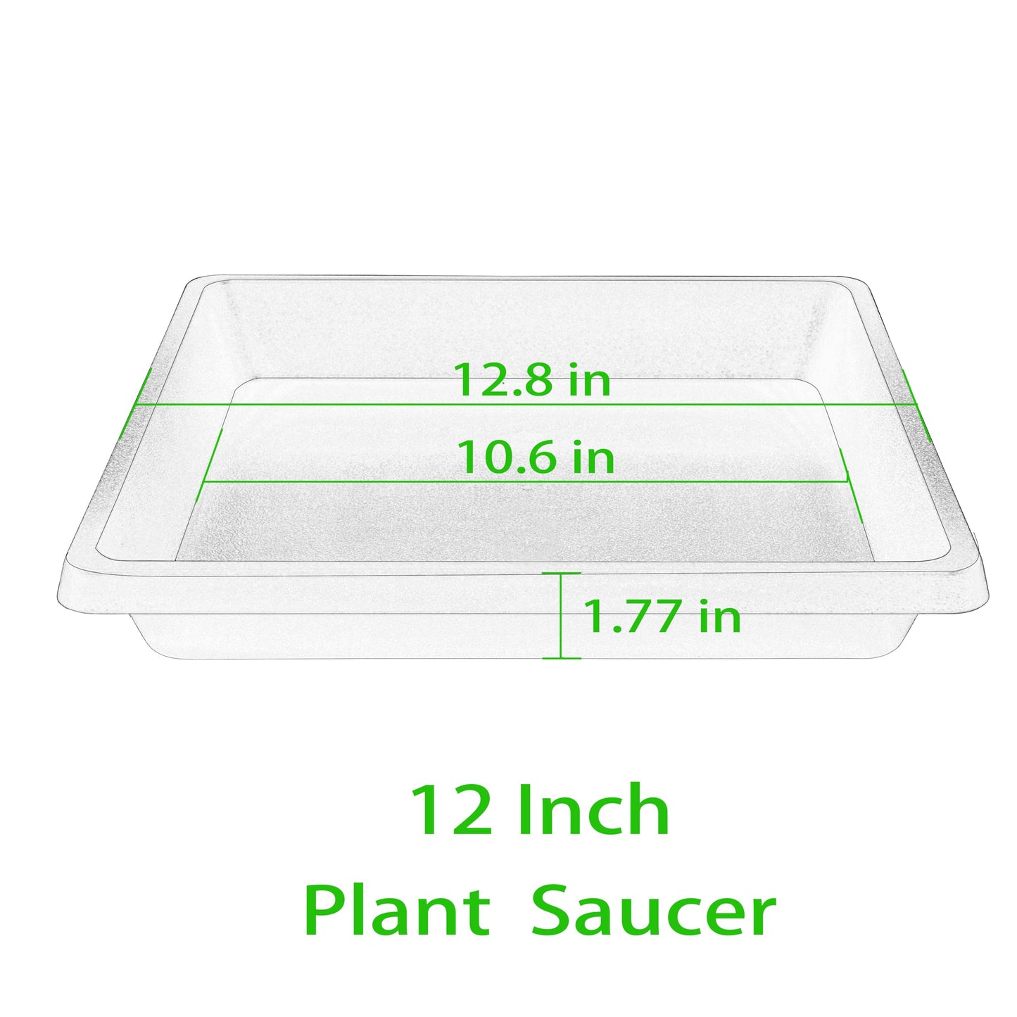 Feyvdzv 12 Inch 2 Pack Plant Saucer Square, Plant Saucers for Indoors and Outdoors, Flower Pot Saucers, Saucers for Potted Plants, Plant Water Catcher Trays for Pots (12"-Black)