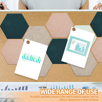 Mindsoft 16 Pcs Hexagon Cork Board for Walls with 50 Wooden Push Pins 6.7 x 5.9 in Felt DIY Tiles Notice with Nano Tape Hanging Bulletin Board for Home Photo Office Memo Note (Green)
