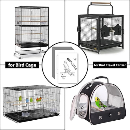 Bird Cage Paper Liners, 100pcs Disposable Pre-Cut Large Liners for Parrot, Parakeet, Conure, Cockatiel, 17 X 11 inch, White