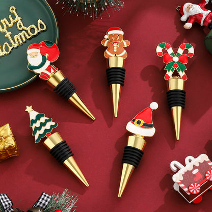 5 pcs Christmas Wine Stopper Christmas Wine Bottle Stoppers for Xmas Decor Winter Decor-Wine and Beverage Bottle Stopper for Christmas,Christmas Decoration Wine Stopper (Red and Green)