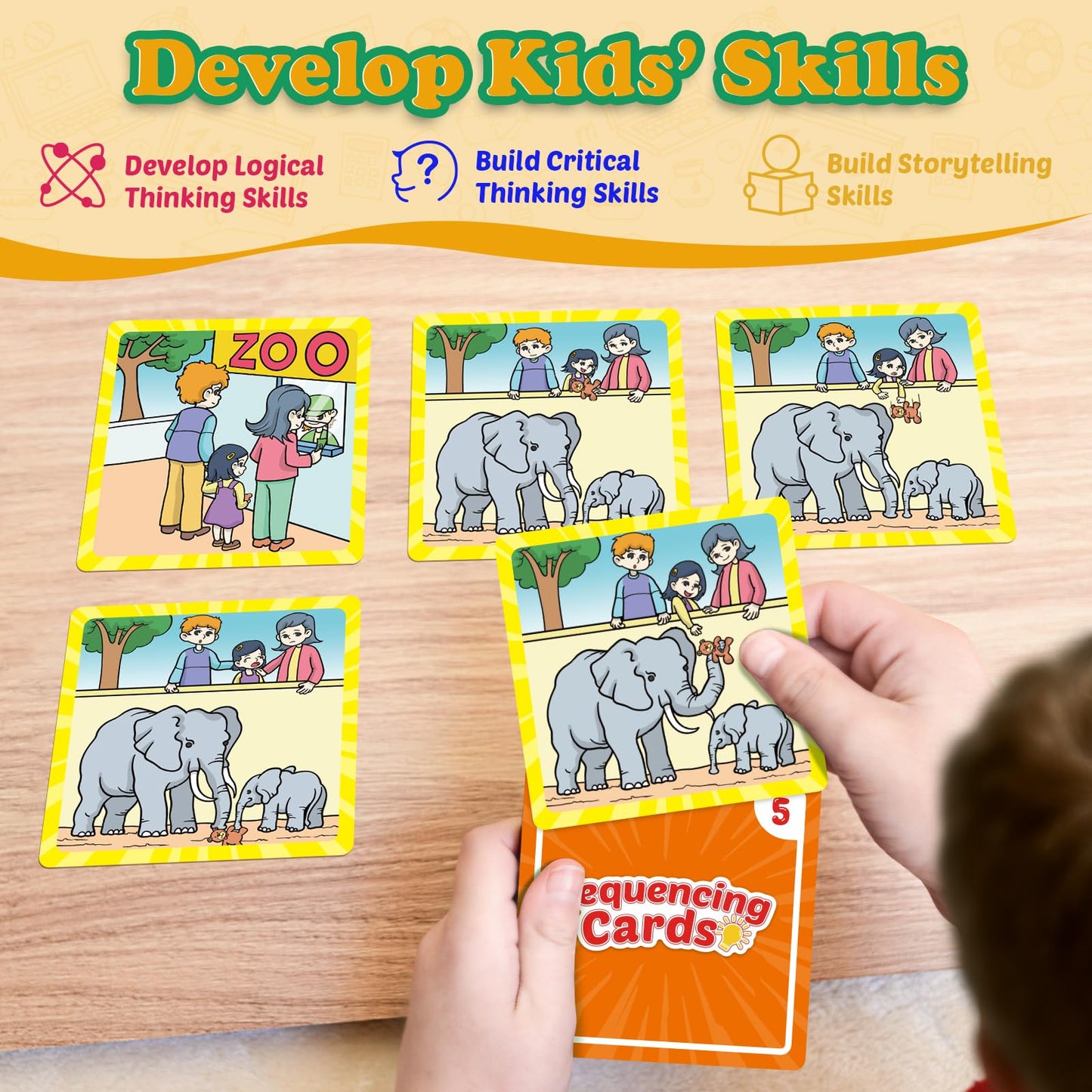 Kasfalci Sequencing Cards, Sequence Game for Kids, Speech Therapy Materials for Autism, Improve Storytelling,Social Skills, Sentence Building, Preschool Learning Activities for Classroom & Homeschool