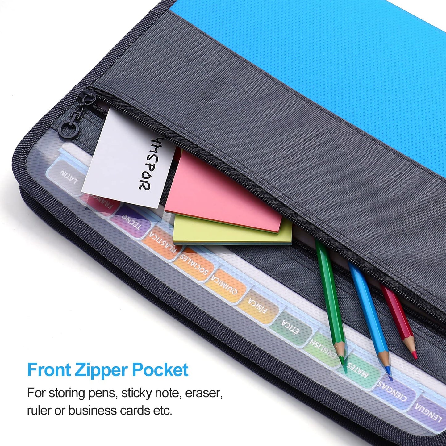MEGREZ A4 Paper File Folder with 13 Pockets, Accordion File Folder with Zipper File Folder Organizer for Office, Waterproof Expanding File Folder with Tabs, Pink & Blue(2 Packs)
