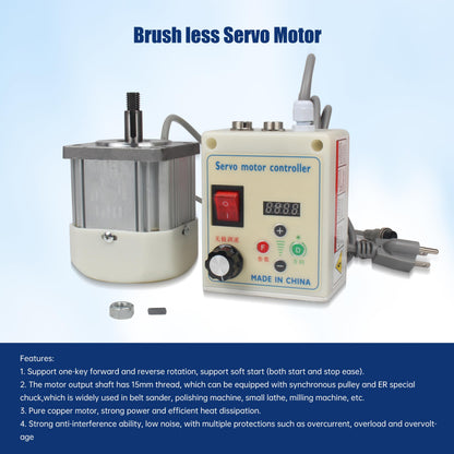 RATTMMOTOR 1100W Permanent Magnet DC Brushless Servo Motor 200-6000RPM 3.55N.m+Servo Motor Speed Controller for Woodworking Machine/Lathe/Drilling and Tapping Machine/Reducer/Belt Sander (110V)