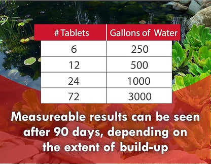 Koiworx Muck Reducer - Treats up to 2,500 gallons for up to 4 Months - Tablets Reduce Muck, Sludge and Organic Build up - Formulated for Ponds and Water Features - Safe for Koi