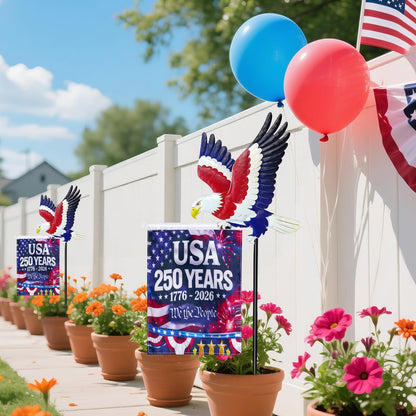 250th Anniversary America 9.4x6.5Inch Garden Flags,Eagle Garden Stakes with USA 1776-2026 Yard Sign Double-Sided Waterproof Flag,4th of July Patriotic Decorations Outdoor Independence Memorial Day