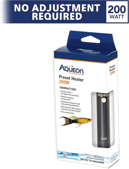 Aqueon Aquarium Fish Tank Preset Heater For Up To 75 Gallons, 200 Watts