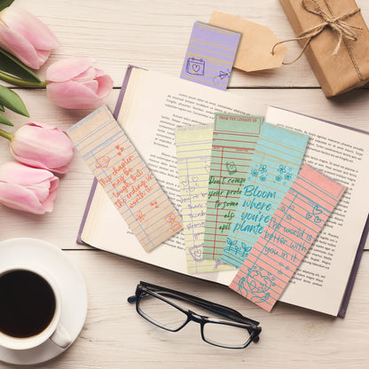 Zaamwoyy 100 Pcs Vintage Library Paper Bookmarks, Inspirational Quotes Aesthetic Bookmarks Bulk, Cute Handwritten Book Mark for Women Man Reading Lovers Students Teachers Office Workers Gift