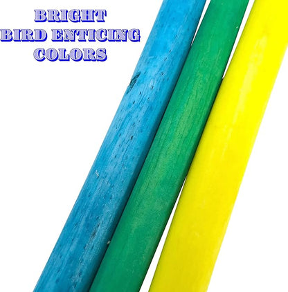 5516 Skinny Rainbow Sola Logs Pk8 - Handcut Natural Sola Bird Foot Toys, Bright Assorted Colors, Pet Safe, Lightweight, Easy for Birds to Hold and Shred
