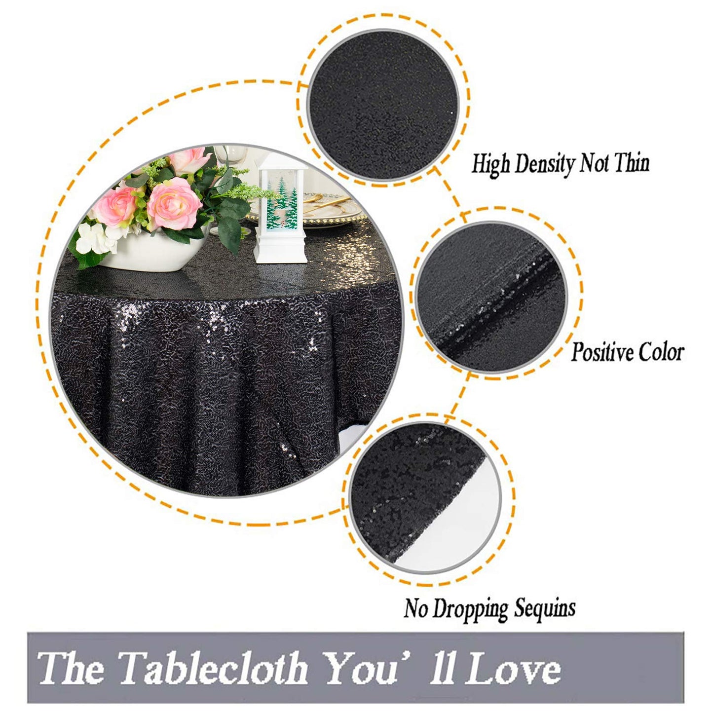 ShinyBeauty Black Tablecloths 36X36 Inch 2 Pieces Sequin Table Cloth for Party Sparkle Table Cloths Square Shimmer Table Overlay Small Wedding Birthday Halloween Tables Linen