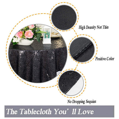 ShinyBeauty Black Tablecloths 36X36 Inch 2 Pieces Sequin Table Cloth for Party Sparkle Table Cloths Square Shimmer Table Overlay Small Wedding Birthday Halloween Tables Linen