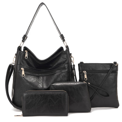 Purses For Women Handbags And Wallet Set Large Hobo Crossbody Bag Ladies Purse Totes 4 PCS Black