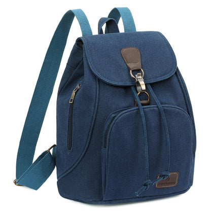 GAEKEAO Small Backpack for Women Canvas Mini Backpack Purse Casual Daypack for Daily Travel Work Sports College Shopping (Navy Blue)