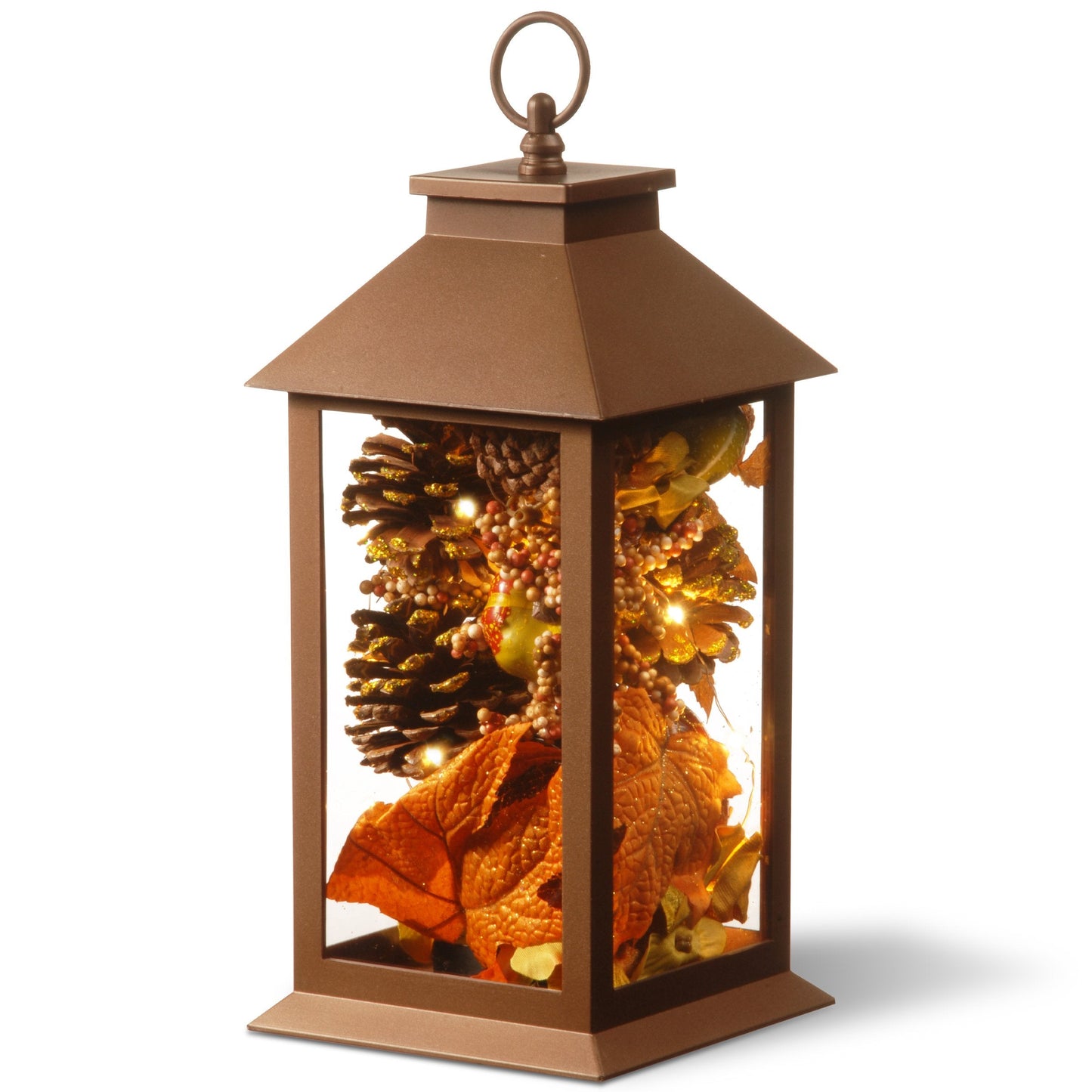National Tree Company Autumn Décor | Includes Mini LED Lights | Harvest Arrangement Lantern - 15 Inch
