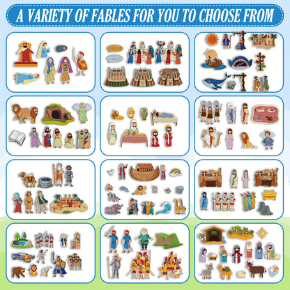 Windkream 13 Pack Felt Board Bible Stories Set, Flannel Board Stories with A Felt Pieces Storage Binder for Preschool Activities, Included The Nativity of Jesus, Adam and Eve, Noah's Ark and More