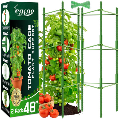 Legigo 2-Pack Tomato Cage for Garden Plant Support - Up to 48in Garden Stakes, Tomato Trellis for Potted Plants, Tomato Cages Plant Stakes for Climbing Vegetables & Flowers