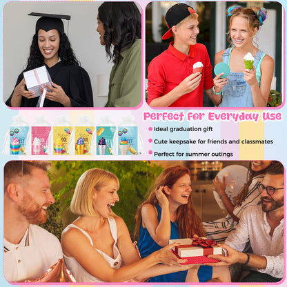 Junkin 24 Sets Ice Cream 3D Clicker Fidget Keychain with Inspirational Cards – Stress Relief Party Favors Bulk Graduation Gifts for Adults Graduates Coworkers Summer Ice Cream Party Favors