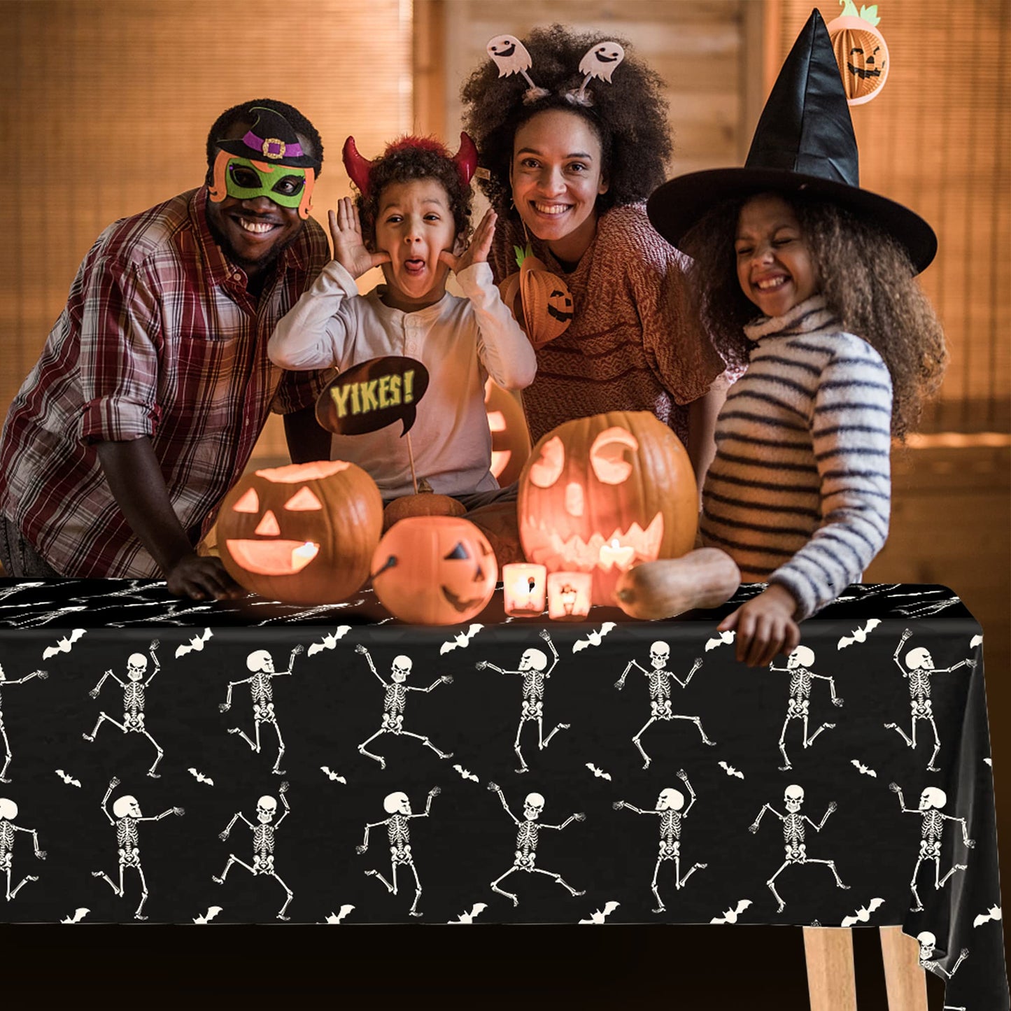 Iceyyyy 3 Packs Disposable Halloween Skeleton Tablecloth - 54" x 108" Plastic Waterproof Halloween Tablecover, Rectangular Halloweens Skeleton Table Cover for Ghost Themed Party Home Decor