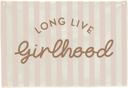 Long Live Girlhood-Nursery Wall Decor Hanging Rectangular Banner Flag Poster Wall Decoration Gift for Girl Kids,Nursery Bedroom Playroom Girls Room Art Decor,Christmas Christmas Gift 28.5"L×20"W
